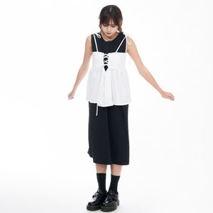 2WAY 3RIBBONS TANK TOP LAYERED DRESS/ 2色