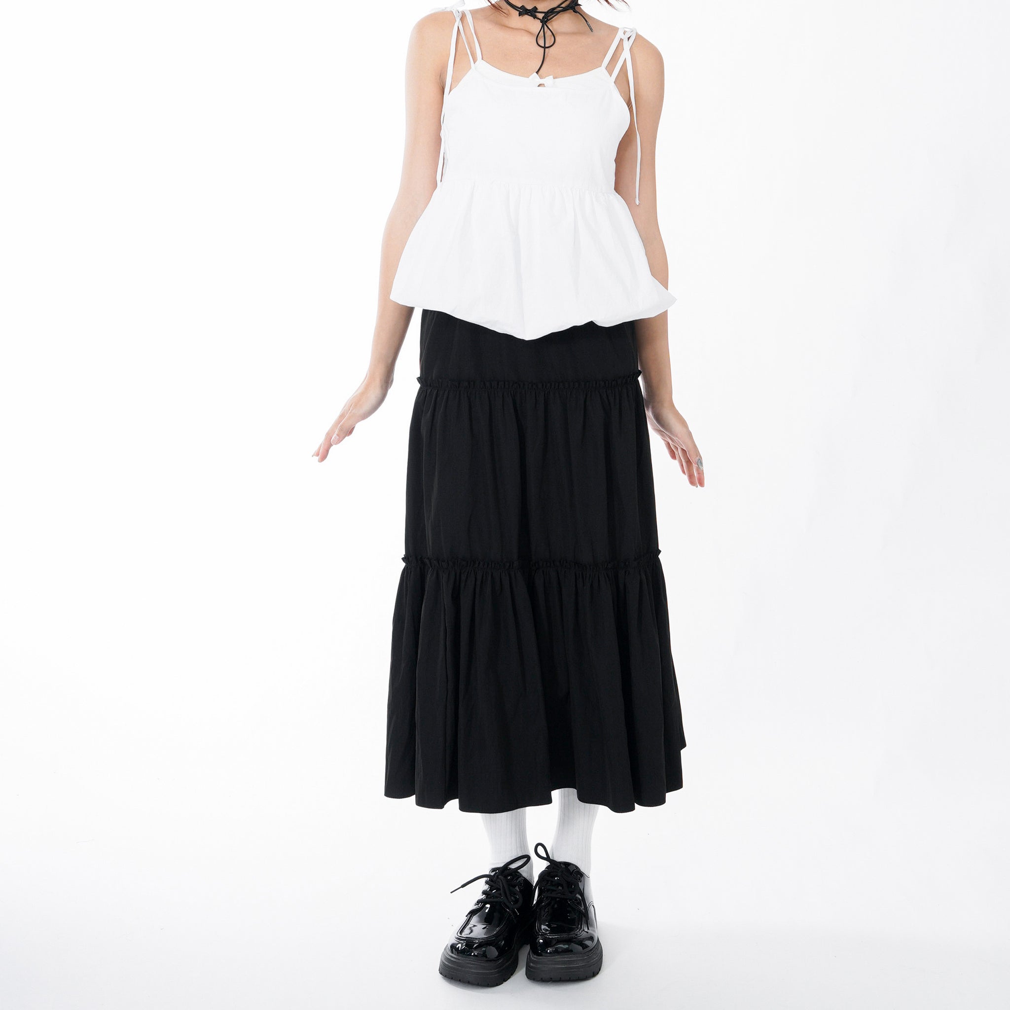 FRILL TRIPLE TIER LONG SKIRT/ 3色