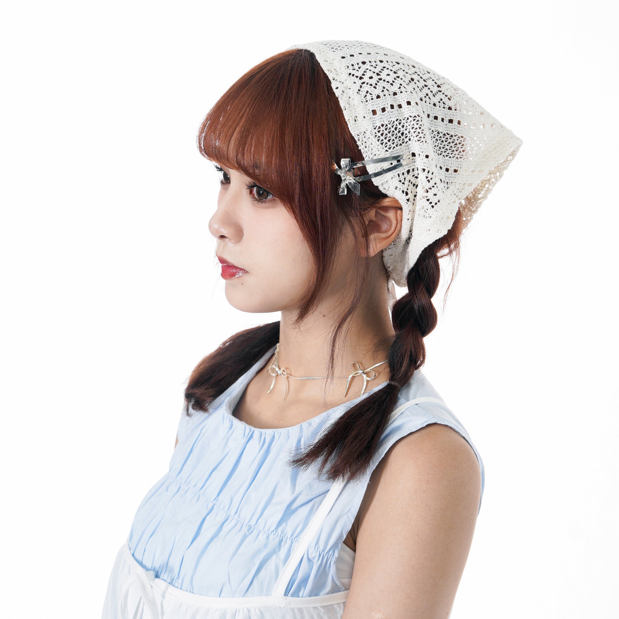 NET KNIT FLOWER BANDANA/ 2色