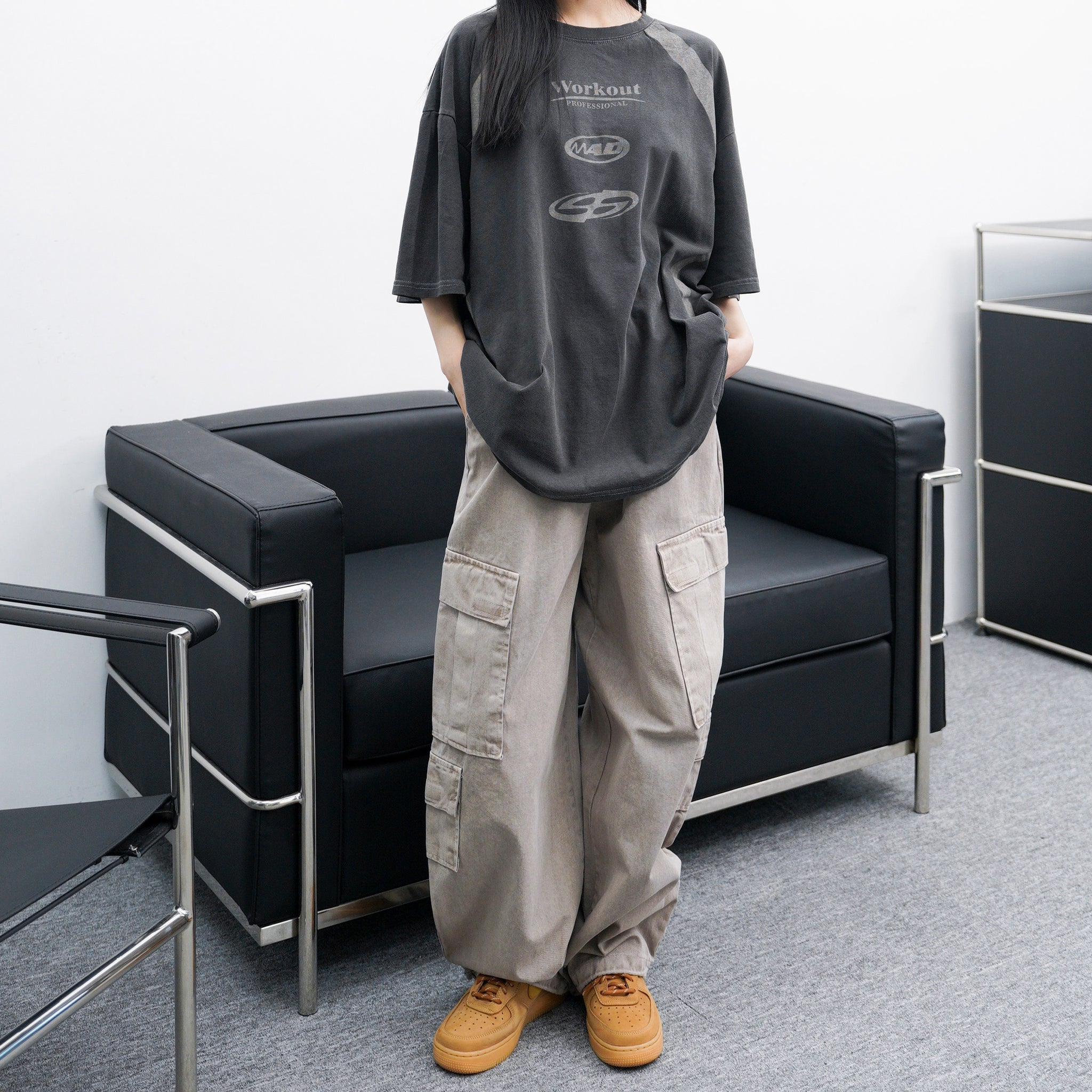 [UNISEX] Pigment Washed Multi Cargo Pants/ 2色