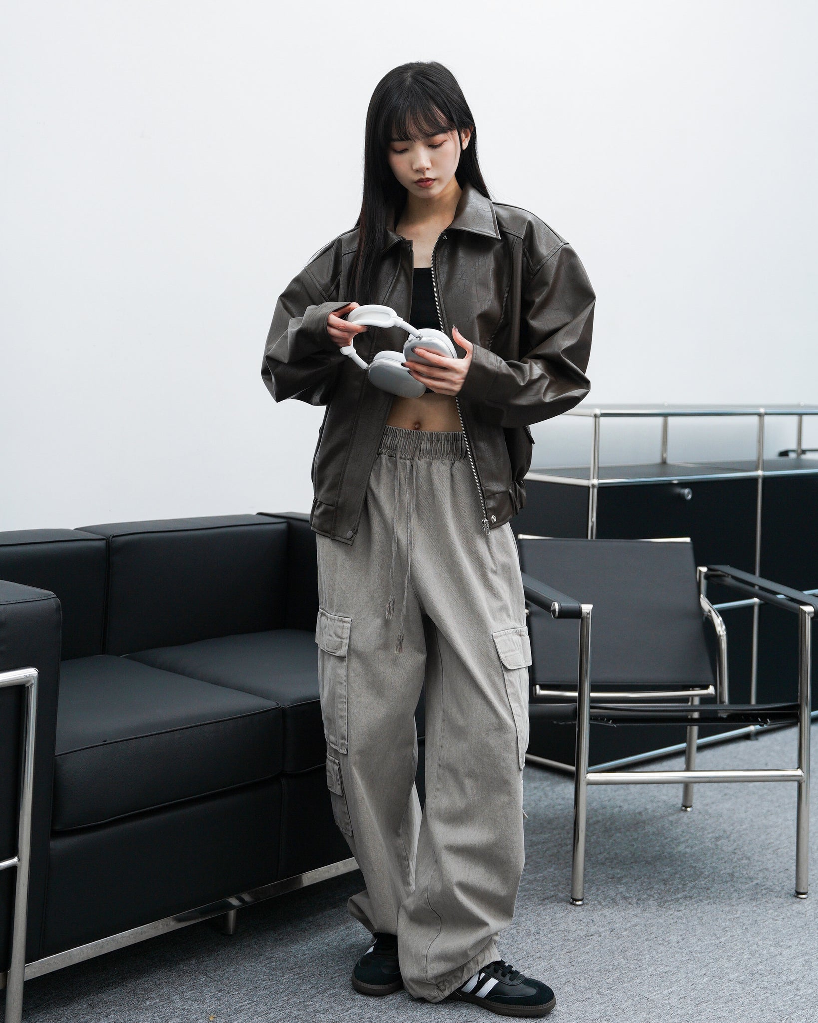 [UNISEX] Pigment Washed Multi Cargo Pants/ 2色