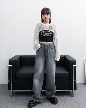 Vintage Washed Wide Denim Pants/ 1色