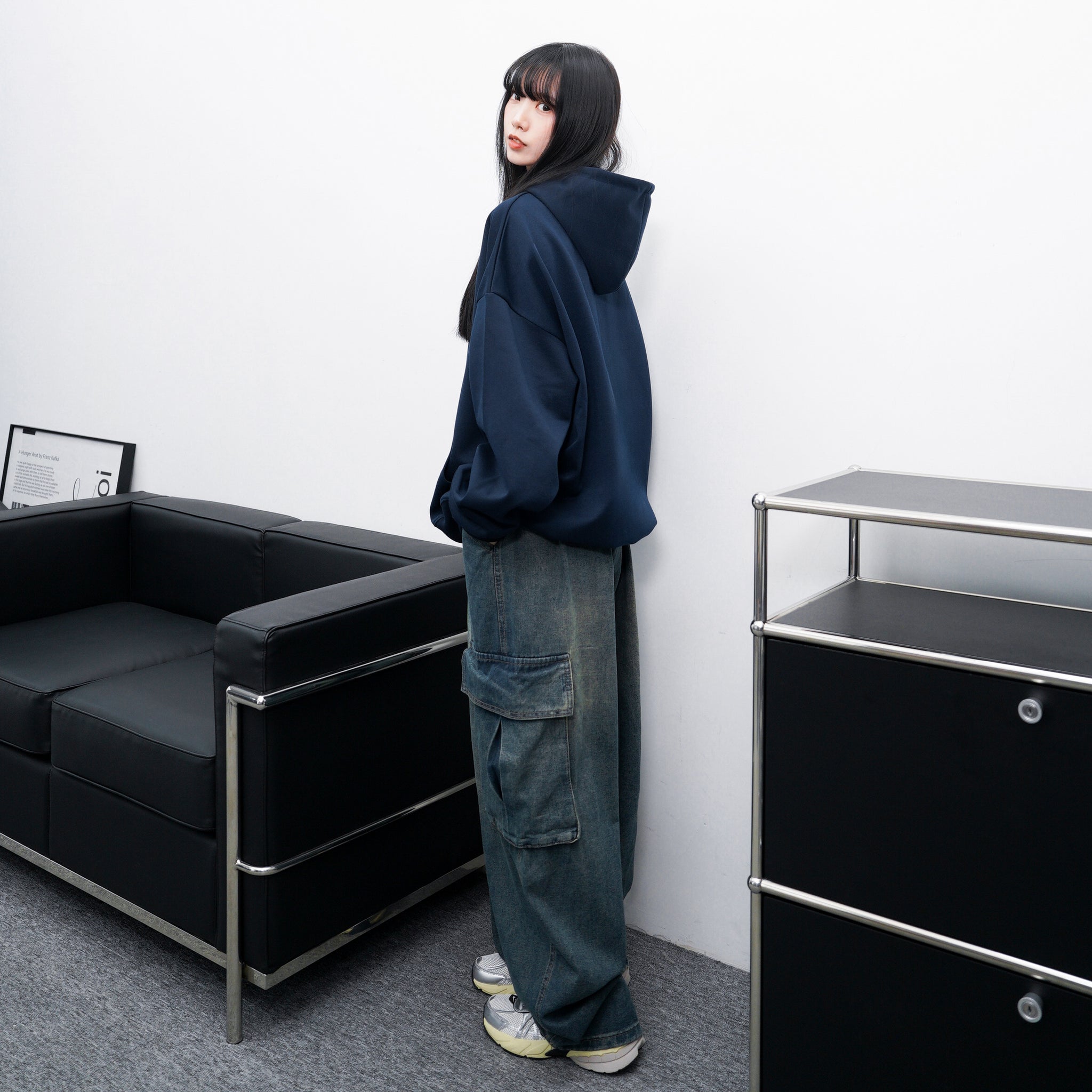 [UNISEX] 啪啪鈕調節長短! SLAT CARGO BANDING DENIM PANTS/ 2色