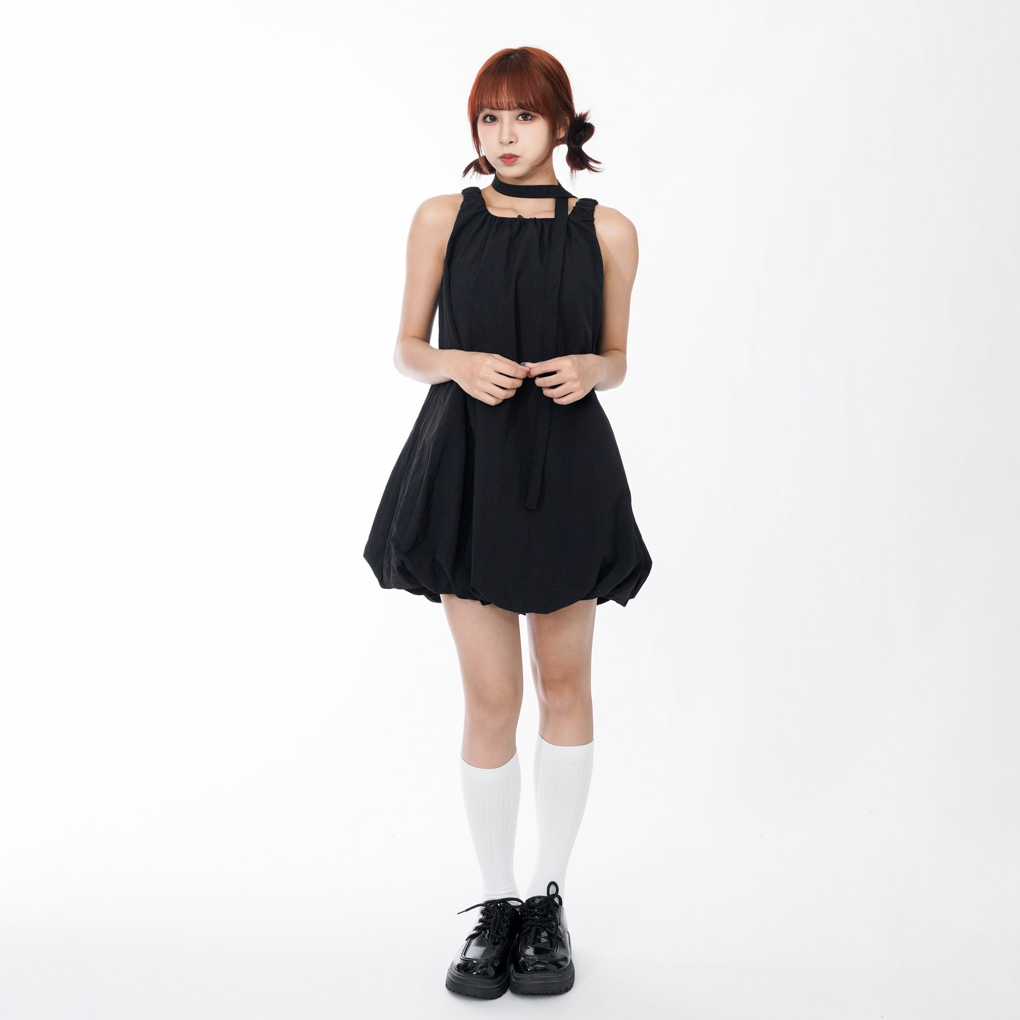 頸帶/腰帶OK! BUBBLE TANK TOP DRESS WITH SCARF SET/ 2色