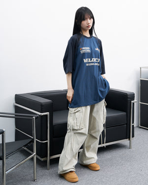 [UNISEX] 極高腰水洗STRING CARGO BANDING PANTS/ 1色