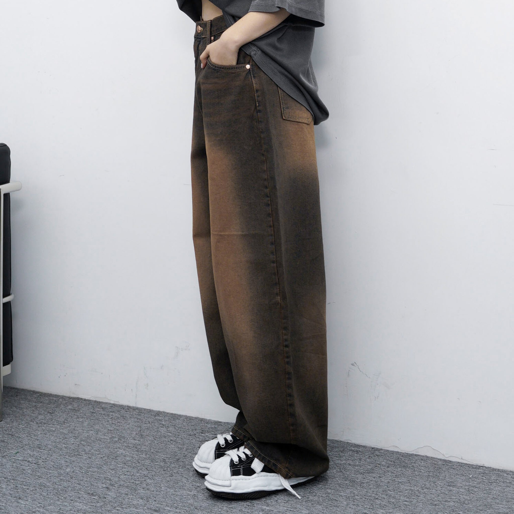 [VINTAGE] DART TEEN DYING WIDE DENIM PANTS/ 1色