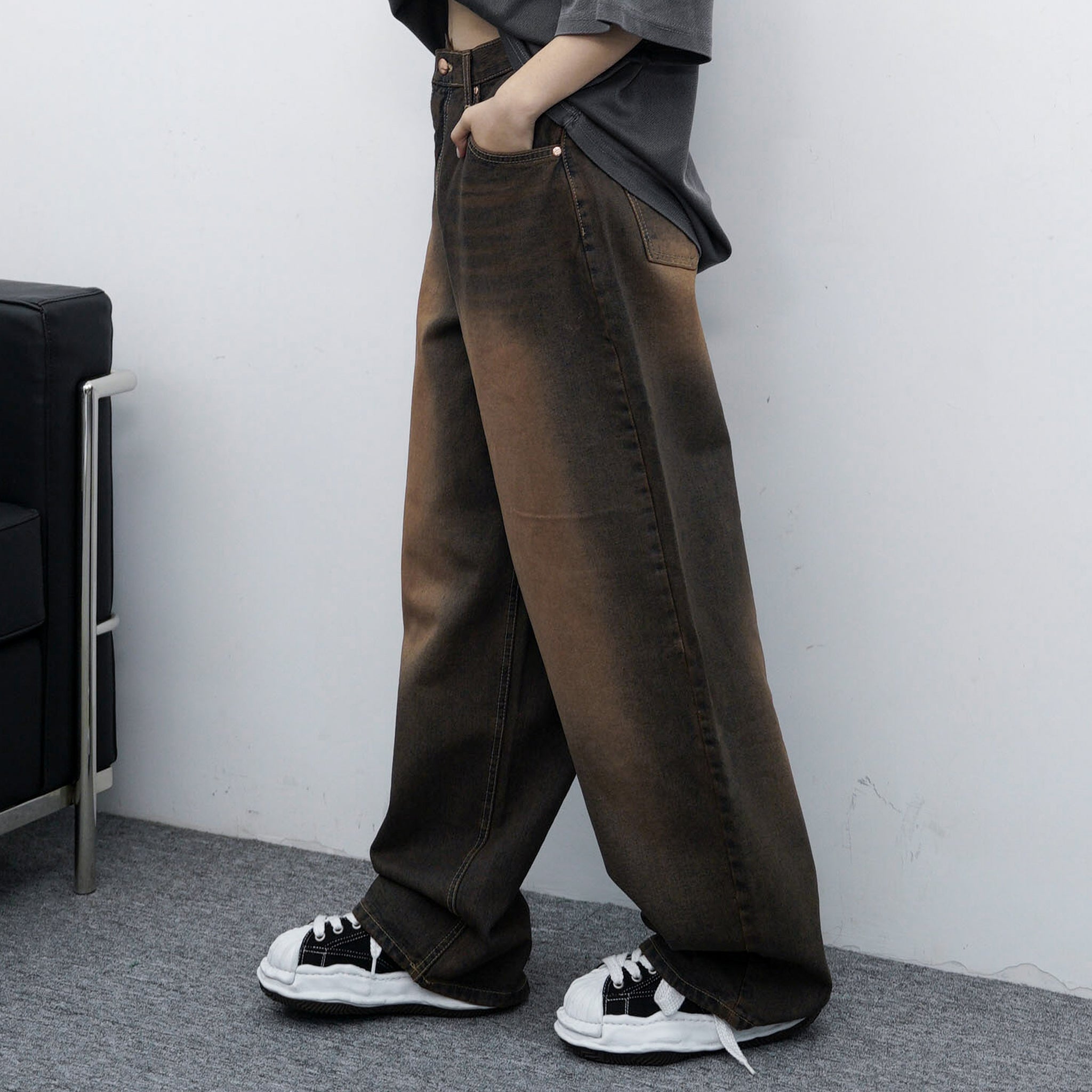 [VINTAGE] DART TEEN DYING WIDE DENIM PANTS/ 1色