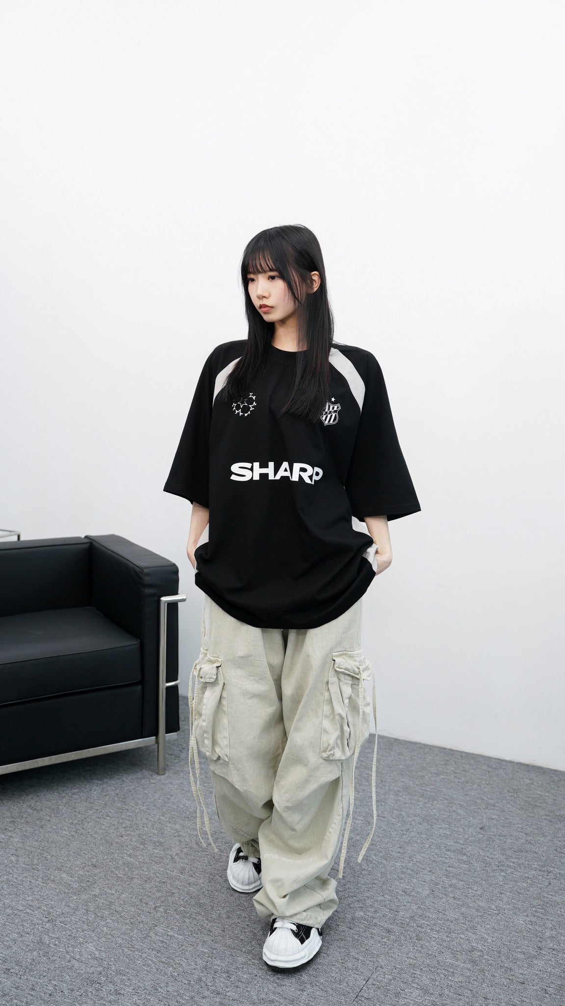 [UNISEX] SHARP OVERSIZE T-SHIRT/ 2色