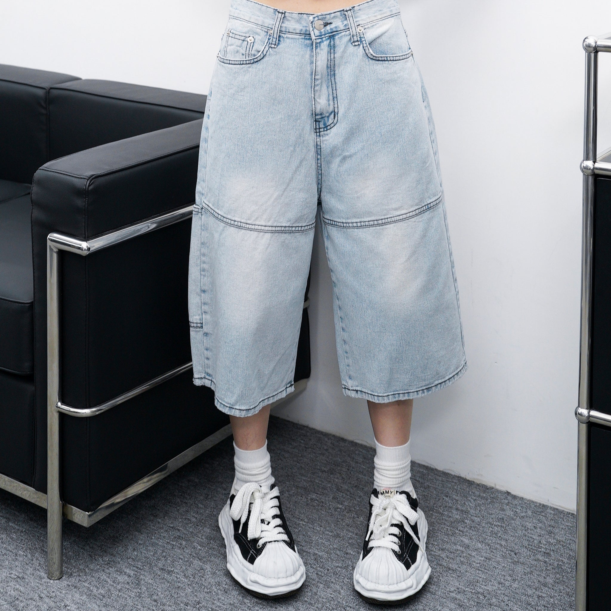 LIGHT BLUE 7-PART BERMUDA DENIM PANTS/ 1色