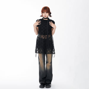 皺皺彈性MAX RUFFLE CHIFFON CROP TEE/ 2色