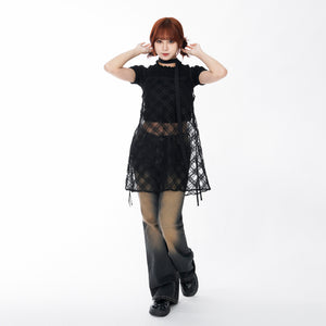 皺皺彈性MAX RUFFLE CHIFFON CROP TEE/ 2色