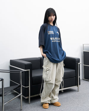 [UNISEX] 極高腰水洗STRING CARGO BANDING PANTS/ 1色