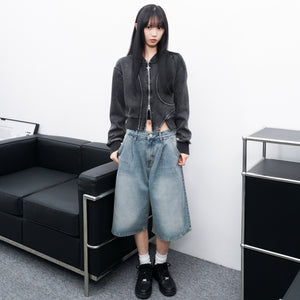 BACK BUTTONED BERMUDA DENIM PANTS/ 1色