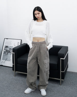 [UNISEX] Pigment Washed Multi Cargo Pants/ 2色