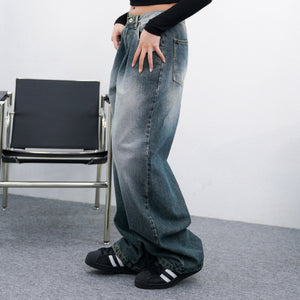 [UNISEX] VINTAGE INDIGO BRUSHED BAGGY JEANS/ 1色