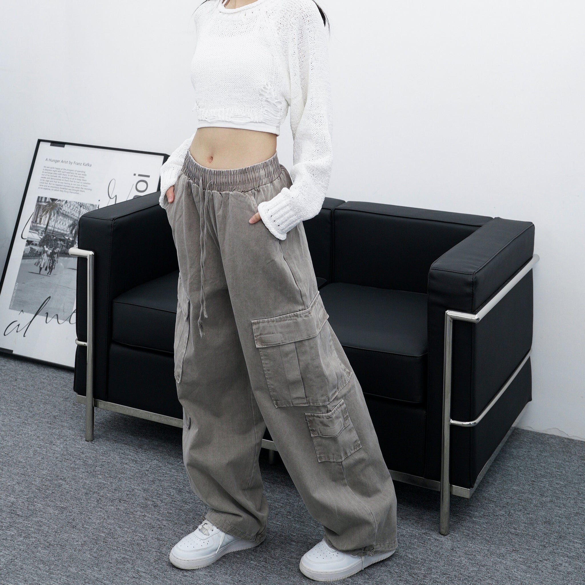 [UNISEX] Pigment Washed Multi Cargo Pants/ 2色