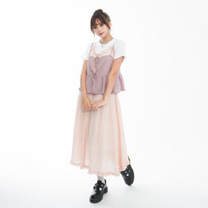 CHECK RIBBON STRAP SLEEVELESS TOP/ 2色