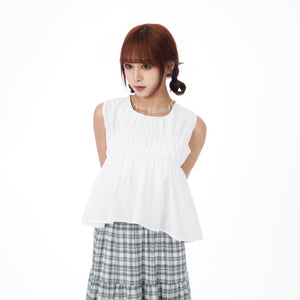 FIELD SHIRRING SLEEVELESS BLOUSE/ 3色