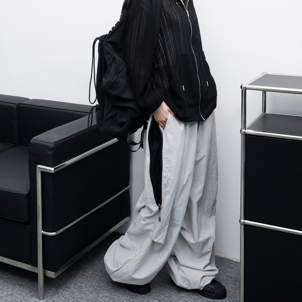 [UNISEX] SIDE ZIPPER NYLON PANTS/ 2色