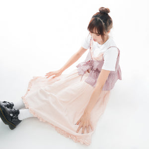 RUFFLED LAYERED FRILL SHIRRING LONG DRESS/ 2色