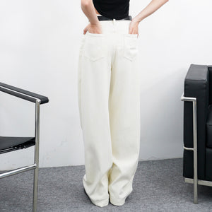 BELTED SOFT PIN-TUCK HIGH WAIST DENIM PANTS/ 2色