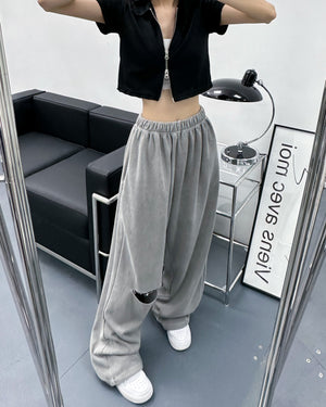 [UNISEX] Dyeing Damage Hole Sweatpants/ 2色