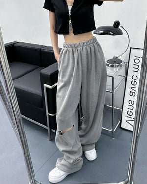 [UNISEX] Dyeing Damage Hole Sweatpants/ 2色