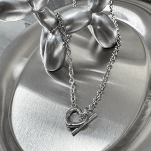 Heart Pendant Toggle Necklace/ 1色