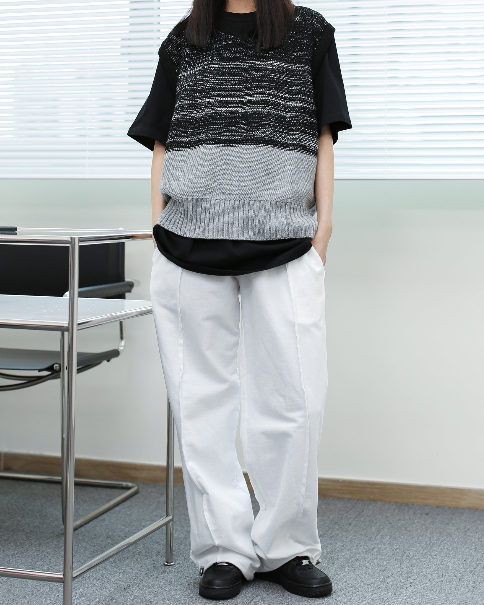 [高個子Sweatpants]Line Cut Detail Sweatpants/ 2色