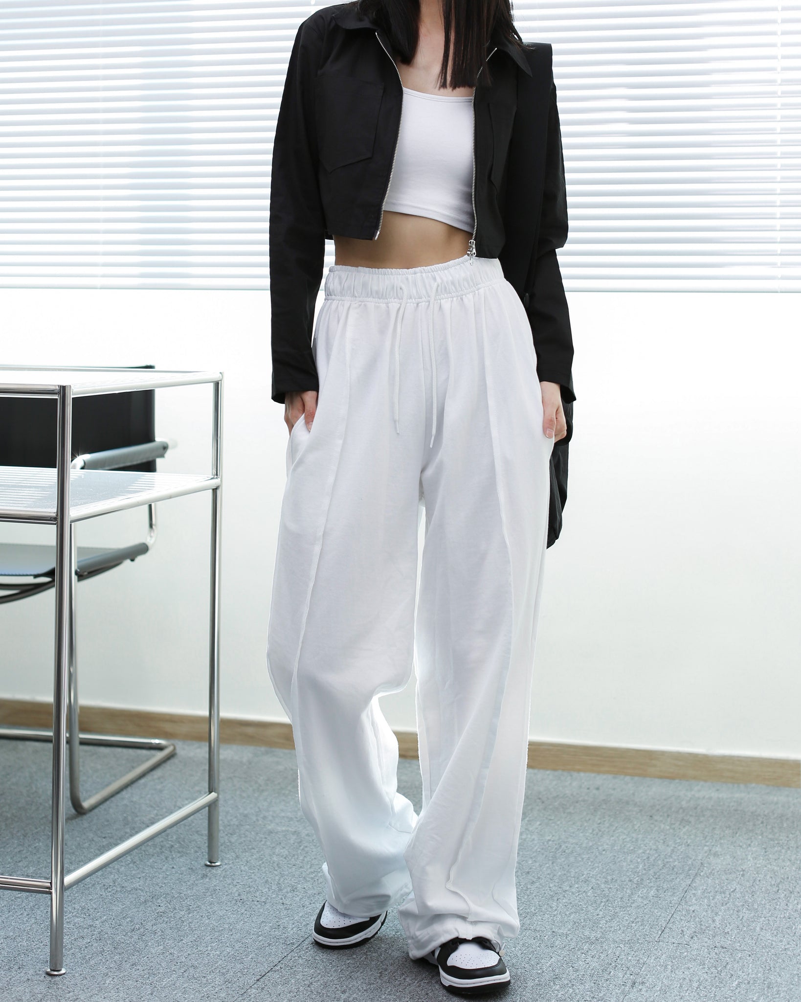 [高個子Sweatpants]Line Cut Detail Sweatpants/ 2色