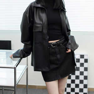 [Leather Jacket] Unisex帥氣型格の雙拉鏈皮褸/ 1色